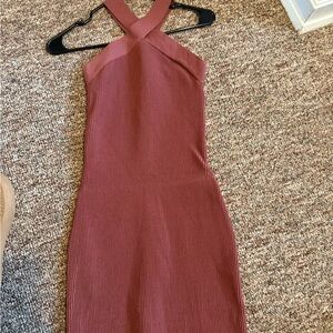 Babaton Strapless Dress in Burgundy